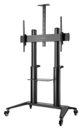 Manhattan Carro pantallas - 140kg Capacidad de carga - 4 Ruedas - Aluminio, Acero - 1250mm Ancho x 760mm Profundidad x 2333mm Altura - Negro - 177.8cm (70") a 304.8cm (120") Screen Supported