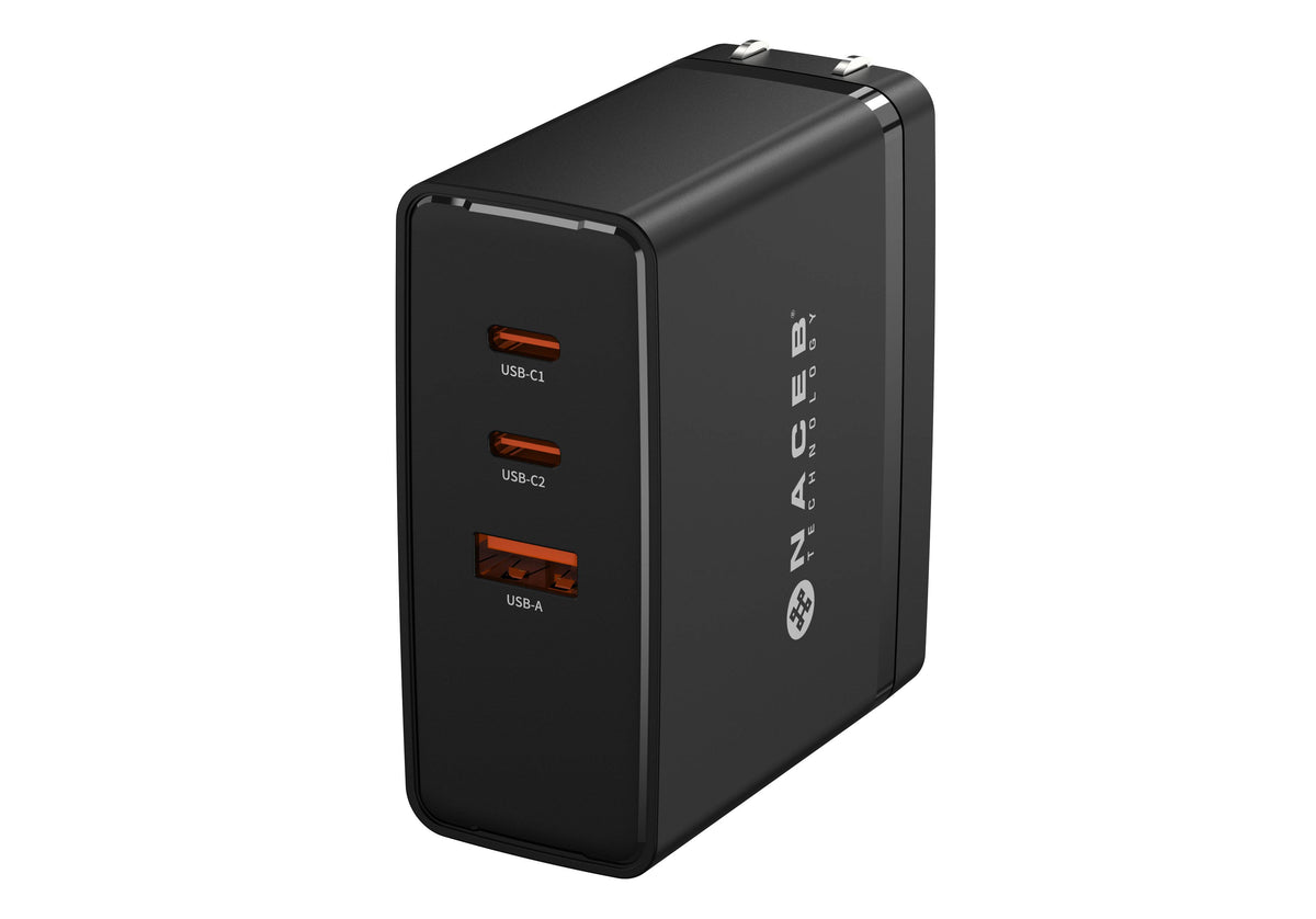 Naceb 100W Adaptador CA - 2 USB tipo-C - Negro