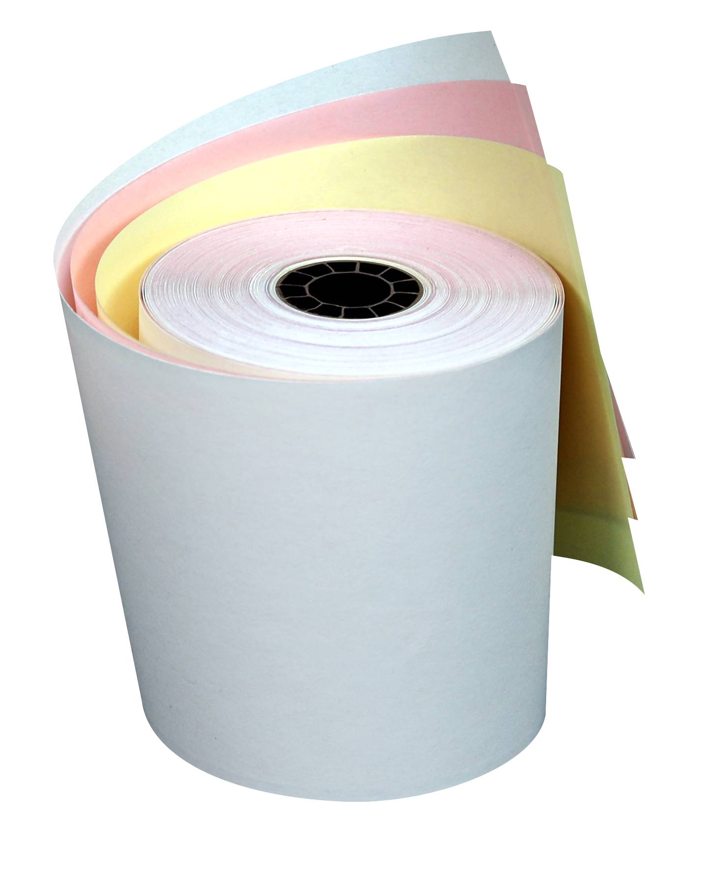 Papel PCM Autocopia Rollo 76x70 Centro Cartón Blanco-Rosa-Amarillo