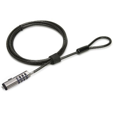 BRBOTIX CANDADO NOBLE WEDGE® PARA LAPTOP, PORTATILES, 1.80 METROS, DE COMBINACION, COLOR HUMO - Seguridad Portatil Noble Slot® , Cable de seguridad, cable antirrobo, cable de bloqueo de combinación 4 dígitos, acero,