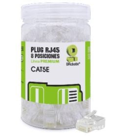 BROBOTIX PLUG RJ45 CAT5E, 8 POSICIONES, BOTE CON 100 PIEZAS, CONTACTOS CON BAÑO DE ORO, - Conector RJ45 para Bobina Panel de Parcheo Cable Patch Baño de Oro 15 Micras, UTP