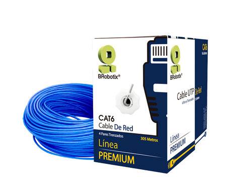BROBOTIX BOBINA CAT6 PARA INTERIORES CCA UTP, COLOR AZUL, 305 METROS