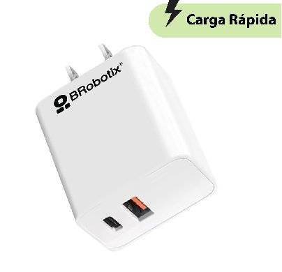 CARGADOR 38W CARGA RÁPIDA DUAL V3.0 USB-A Y USB-TIPO C, BLANCO