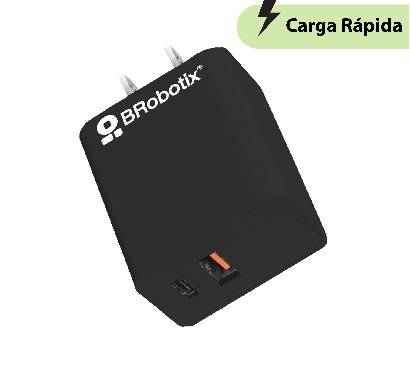 CARGADOR 38W CARGA RÁPIDA DUAL V3.0 USB-A Y USB TIPO C, NEGRO