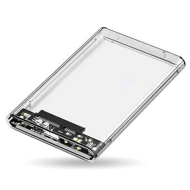 BROBOTIX GABINETE CARCASA EXTERNA PARA HDD O SSD SATA I/II/III DE 2.5", USB V3.0, MODELO GLASS, TRASPARENTE, FÁCIL DE INSTALAR.