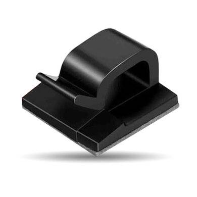 BROBOTIX ORGANIZADOR ADHESIVO PARA CABLES, 24 PIEZAS, COLOR NEGRO.