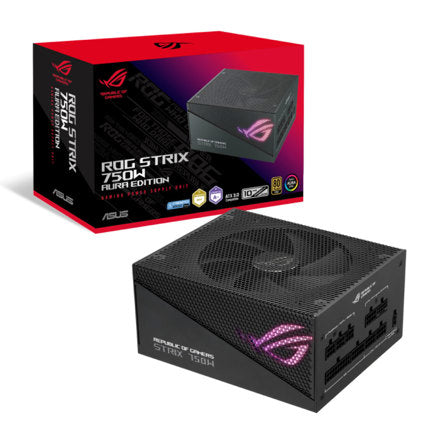 Fuente de Poder Asus ROG Strix 750W 80 Plus Gold Aura Edition ATX 12V Modular 20+4 pin ARGB PCIe 5.0 Fan 135mm Negro