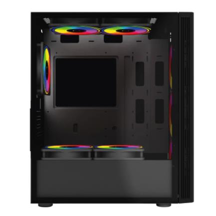 Gabinete Gamer Compact Media Torre Dragonfly Perform Crystal GM590CB / Panel Izq Cristal + Frente Cristal / Negro