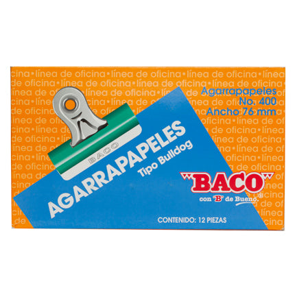 AGARRAPAPEL BACO BULL-DOG No.400 VERDE 76MM C/12