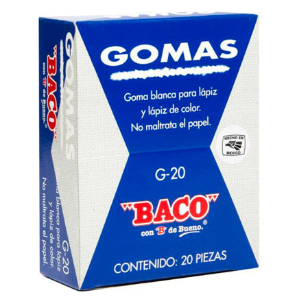 BORRADOR BACO BLANCO P/LAPIZ GRANDE C/20