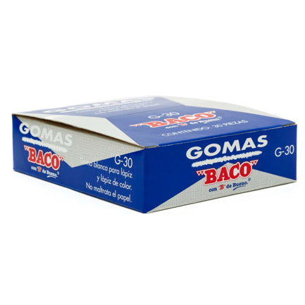 BORRADOR BACO BLANCO P/LAPIZ MEDIANO C/30 BORRADORES
