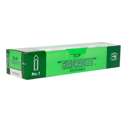 Clip Baco Cuadradito #1 Niquelado Paquete c/10 Cajas c/100 Clips c/u