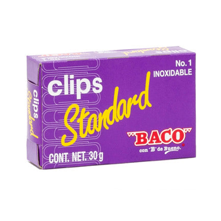 Clip Baco Estándar #1 Galvanizado Paquete c/10 Cajas c/100 Clips c/u