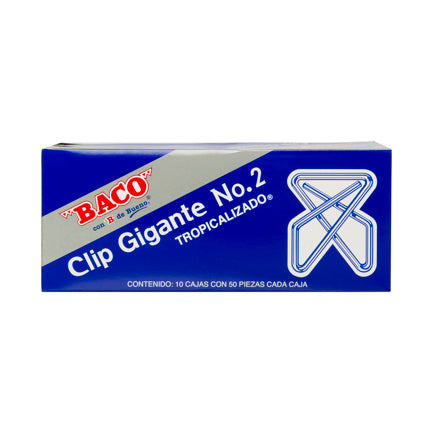 Clip Baco Gigante #2 Zincado Caja c/50 Clips