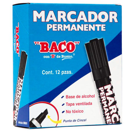 MARCADOR BACO PERMANENTE TUBO ALUMINIO NEGRO C/12