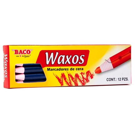 MARCADOR BACO CERA AZUL C/12