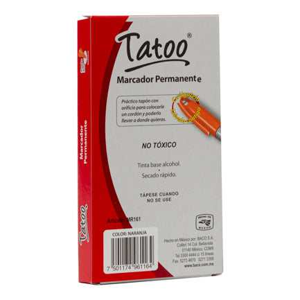 MARCADOR PERM TATOO P/FINO NARANJA CAJA C/6