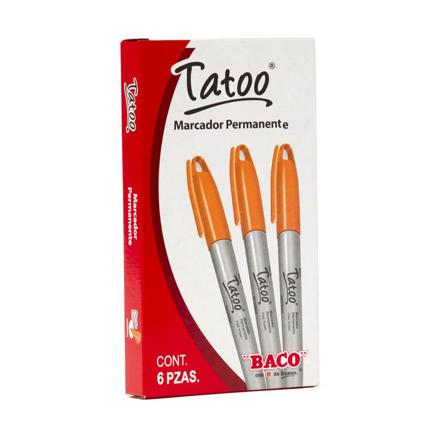MARCADOR PERM TATOO P/FINO NARANJA CAJA C/6