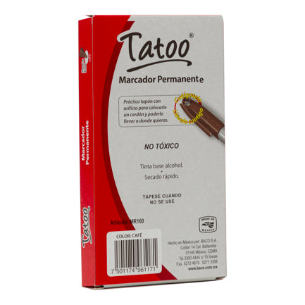MARCADOR PERM TATOO P/FINO CAFE CAJA C/6