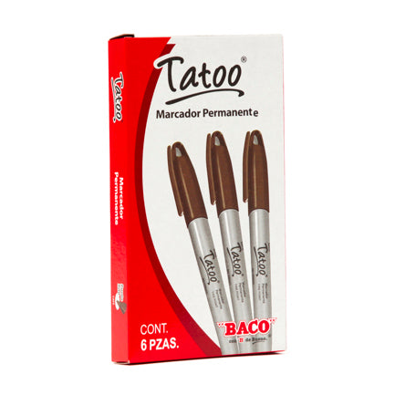 MARCADOR PERM TATOO P/FINO CAFE CAJA C/6