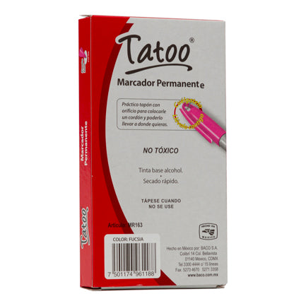 MARCADOR PERM TATOO P/FINO ROSA FUCSIA CAJA C/6