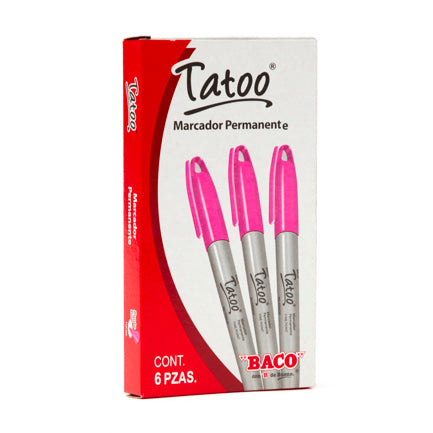 MARCADOR PERM TATOO P/FINO ROSA FUCSIA CAJA C/6