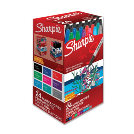 Marcador Sharpie Exhibidor Punta Fina Colores Surtidos C/24 Pzas