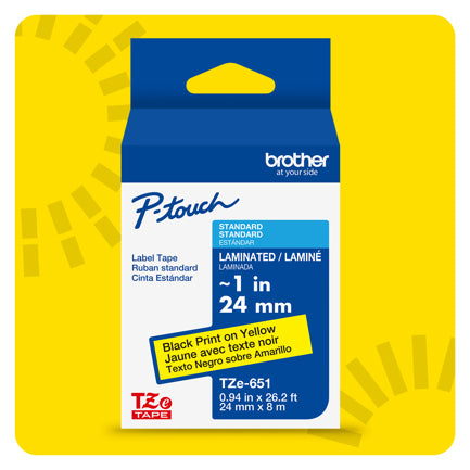 Cinta Brother negro sobre amarillo TZE65 1G