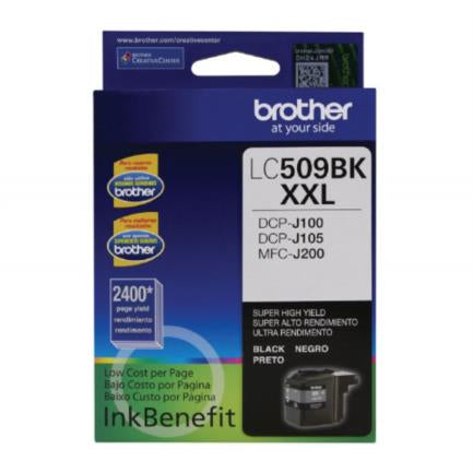 Tinta Brother LC509BK Súper Alto Rendimiento Hasta 2400 Páginas Color Negro