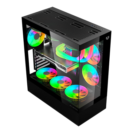 Gabinete Gamer Acteck Media Torre Tank Super 9200TB Max MB ATX Legend Negro