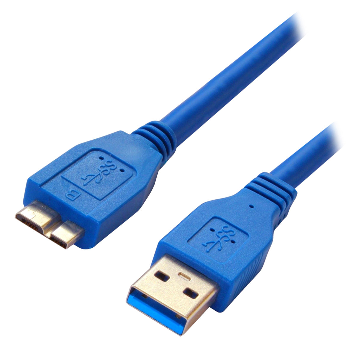 BROBOTIX CABLE USB V3.0 A -MICRO B MACHO 60 CENTIMETROS COLOR AZUL - HDD Disco Duro Cable Impresora Notebook Laptop Escritorio Hub - 1 Conector USB Tipo A Macho a 1 Conector Micro B Macho - Versión 3.0