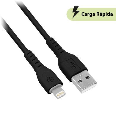 BROBOTIX CABLE CARGA RAPIDA LIGHTNING 1 METRO COLOR NEGRO , Compatible con Apple iPad iPhone Celular Telefono - Cable USB 1 Conector A Macho a Conector Lightning