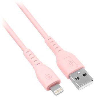 BROBOTIX CABLE CARGA RÁPIDA USB TIPO A - LIGHTNING, COLOR ROSA , 1 METRO, DE PVC. Puntas de acero reforzado, Compatible con Apple iPad iPhone Celular Telefono - Cable USB 1 Conector A Macho a Conector Lightning