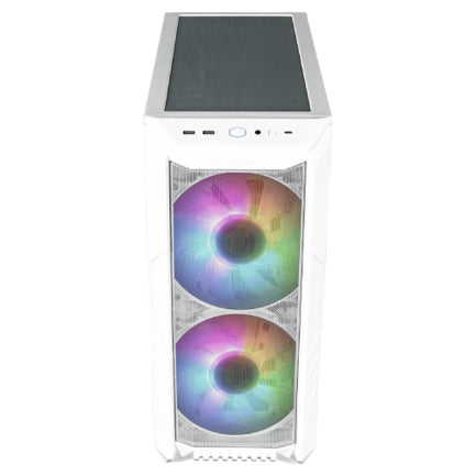 Gabinete Gamer Cooler Master MasterBox HAF 500 Media Torre ITX mATX ATX 4xFan RGB Cristal Templado Blanco