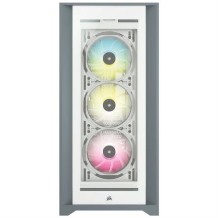 Gabinete Corsair ICUE 5000X RGB Media Torre EATX ATX mATX ITX Cristal Templado Color Blanco 3xFan RGB Sin Fuente