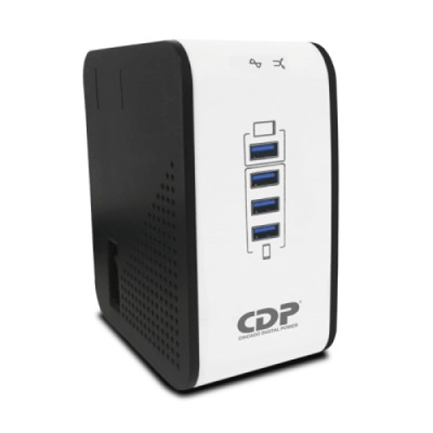 Regulador de voltaje CDP R2CU-AVR1008 1000VA/500W indicadores LED de funcionamiento 8 NEMA 5-15R y 4 puertos USB