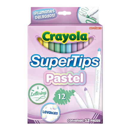Plumones Crayola SuperTips Pastel con 12 piezas