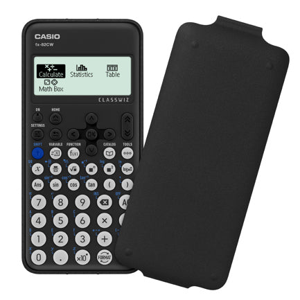 Calculadora Cientifica Casio mas de 290 funciones FX-82CW para preparatoria y universidad negra 4 lineas codigo QR