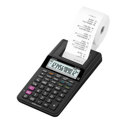 Calculadora Casio con impresora tipo Sumadora HR-10RC negro pantalla LCD Costo Venta y Margen 150 pasos