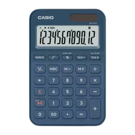 Calculadora Casio MS-20YC-NY Color Azul Marino De 12 Dígitos Pantalla Extragrande Solar Y Batería