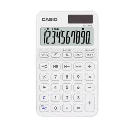 Calculadora Casio De Bolsillo SL-310YC-WE Color Blanca De 10 Dígitos Pantalla Extragrande Solar Y Batería