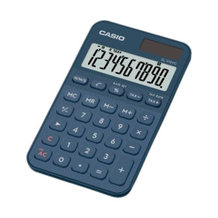 Calculadora Casio De Bolsillo SL-310YC-NY Color Azul De 10 Dígitos Pantalla Extragrande Solar Y Batería