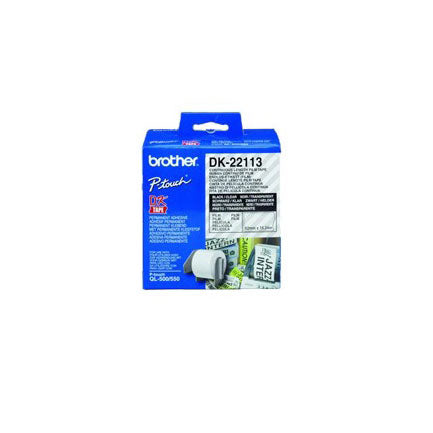 Cinta Etiquetadora Brother DK2211 Papel Plástico Negro sobre Blanco Longitud Continua 29mmx15.2 m