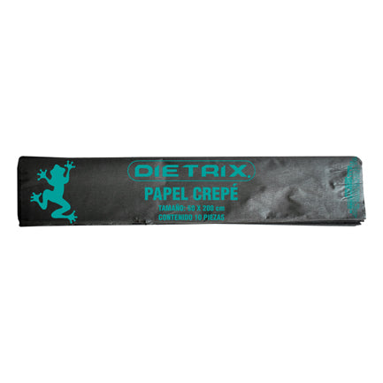 Papel Crepe Dietrix 50x200cms Negro Paquete con 10 Hojas