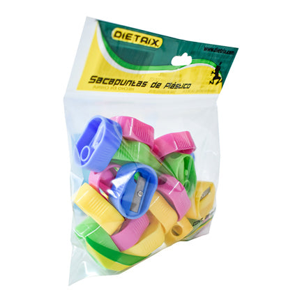 Sacapuntas plastico Dietrix ovalado un orificio colores surtidos bolsa c/25