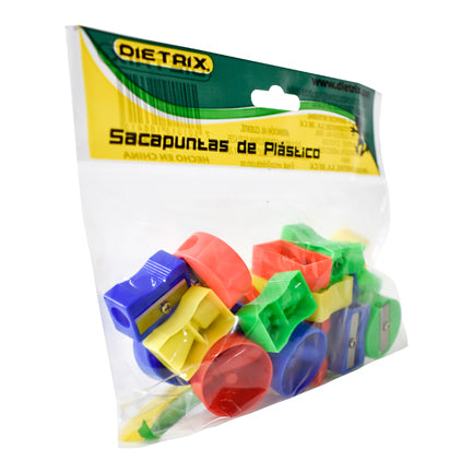 Sacapuntas plastico Dietrix un orificio colores surtidos bolsa c/25