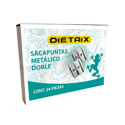 Sacapuntos metálico Dietrix triangular doble orificio bolsa c/12
