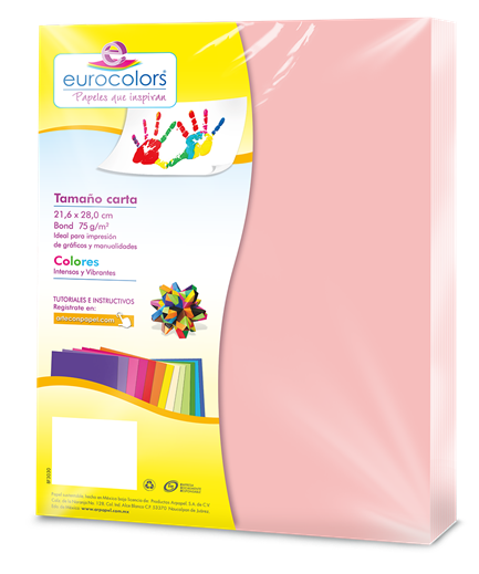 Papel Cortado Eurocolors Carta Rosa Pastel C/100