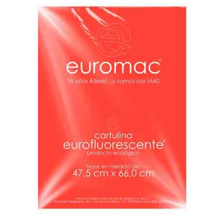 CARTULINA EUROMAC FLUORESCEMTE ROJO 47.5X66CM C/10