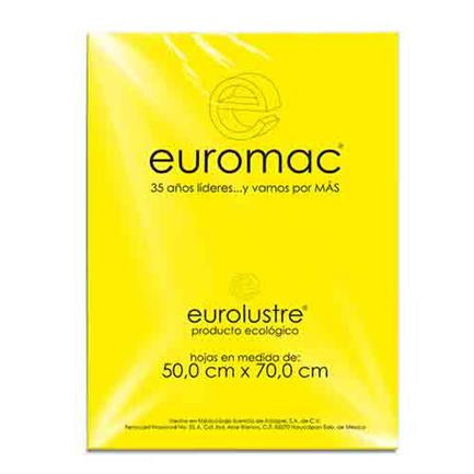 Papel Lustre Euromac 50x70" Amarillo Canario 25 Hojas